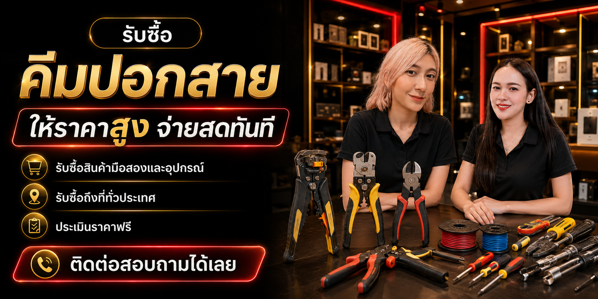 ร้านรับซื้อคีมปอกสายมือสอง ประเมิน Brand Model Blade Spring Joint ด้ามและสภาพ